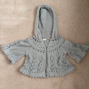 Anthropologie Sleeping on Snow Light Blue Knit Cardigan with Hood Size XS